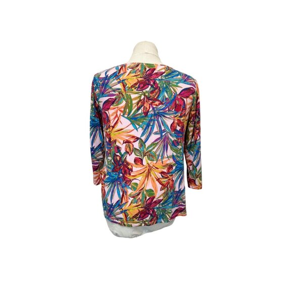 Investments Petites PL Floral Print Multicolor Viscose Womens Top - Picture 3 of 7